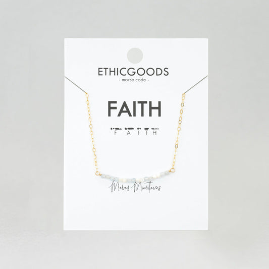 Morse Code Dainty Stone Necklace // Faith