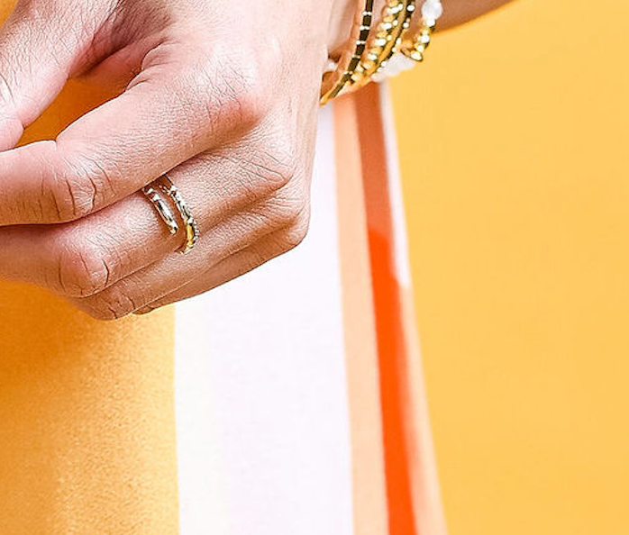 CLASSIC GOLD Morse Code Ring - Patterned | HOPE - Silver