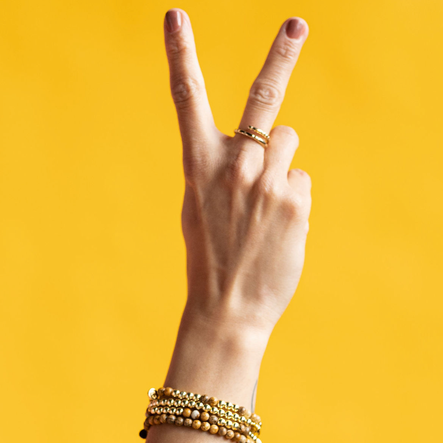 CLASSIC GOLD Morse Code Ring - Patterned | HOPE - Silver