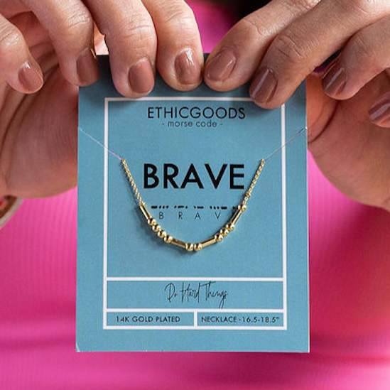 STRENGTH | Morse Code Classic Gold Beaded Necklace