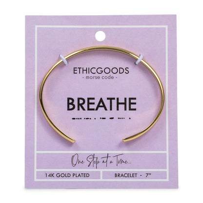 CLASSIC GOLD Morse Code Cuff Bracelet - Stamped | BREATHE