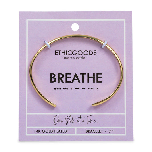 CLASSIC GOLD Morse Code Cuff Bracelet - Stamped | BREATHE