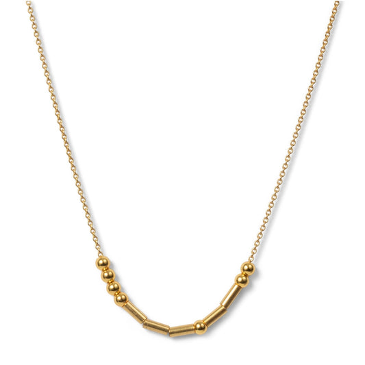STRENGTH | Morse Code Classic Gold Beaded Necklace