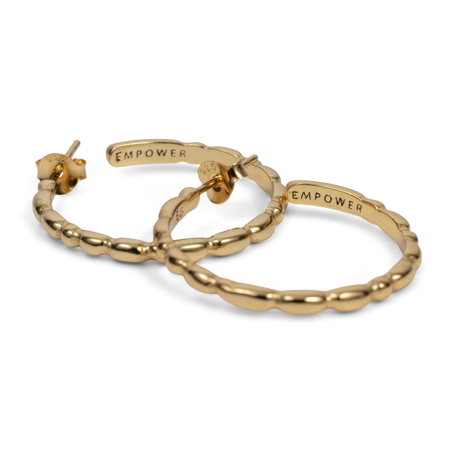EMPOWER | Morse Code Hoop Earrings | Classic Gold
