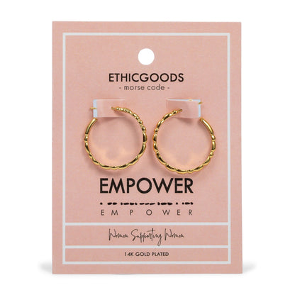 EMPOWER | Morse Code Hoop Earrings | Classic Gold