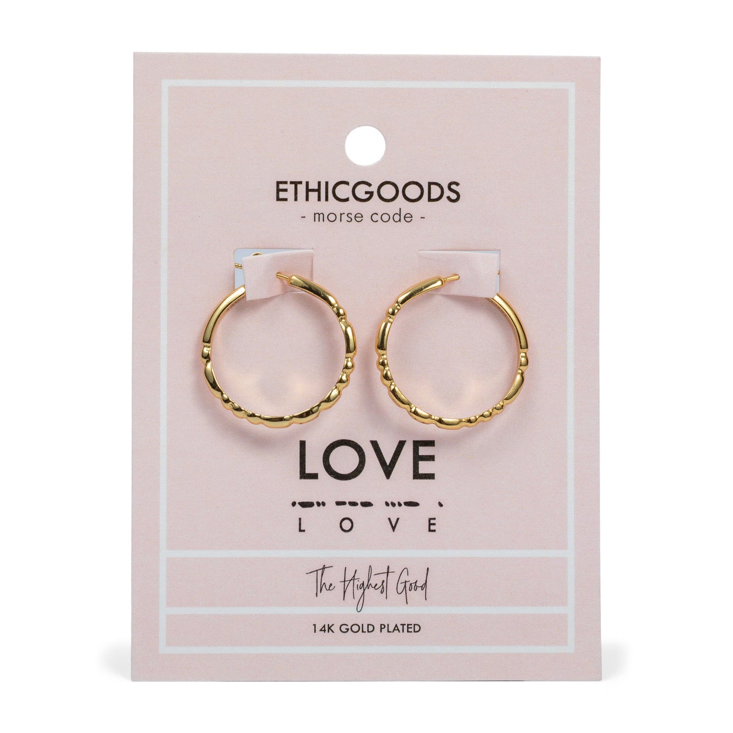 LOVE | Morse Code Hoop Earrings | Classic Gold