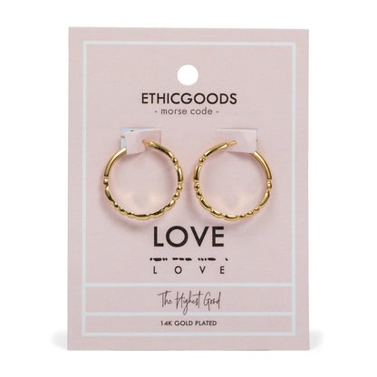 LOVE | Morse Code Hoop Earrings | Classic Gold