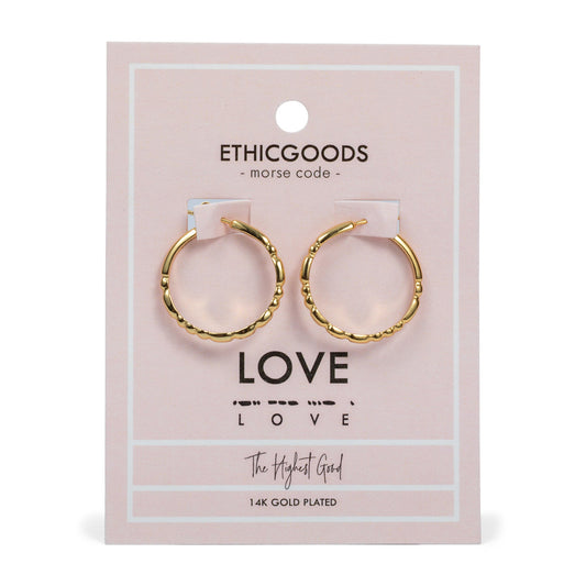 LOVE | Morse Code Hoop Earrings | Classic Gold
