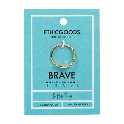 CLASSIC GOLD Morse Code Ring - Patterned | BRAVE