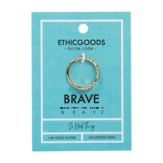 CLASSIC GOLD Morse Code Ring - Patterned | BRAVE
