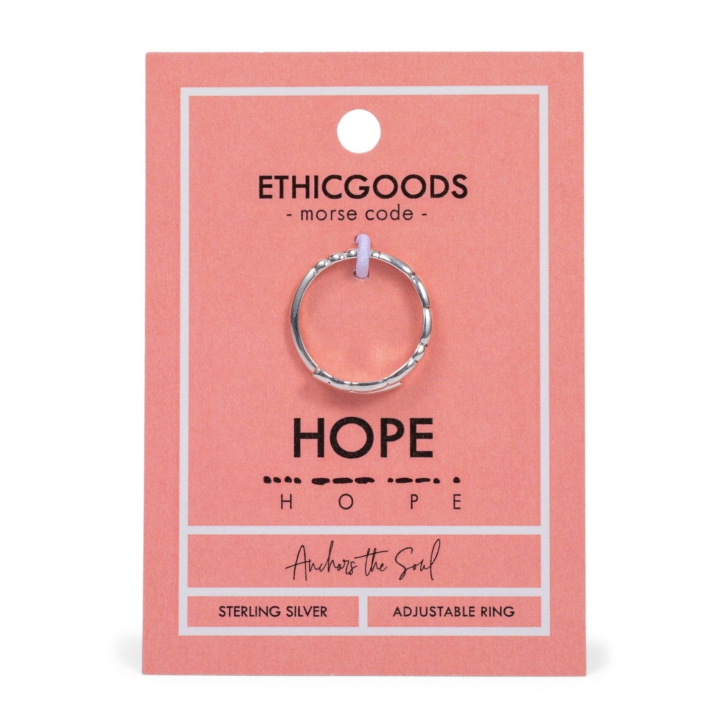 CLASSIC GOLD Morse Code Ring - Patterned | HOPE - Silver