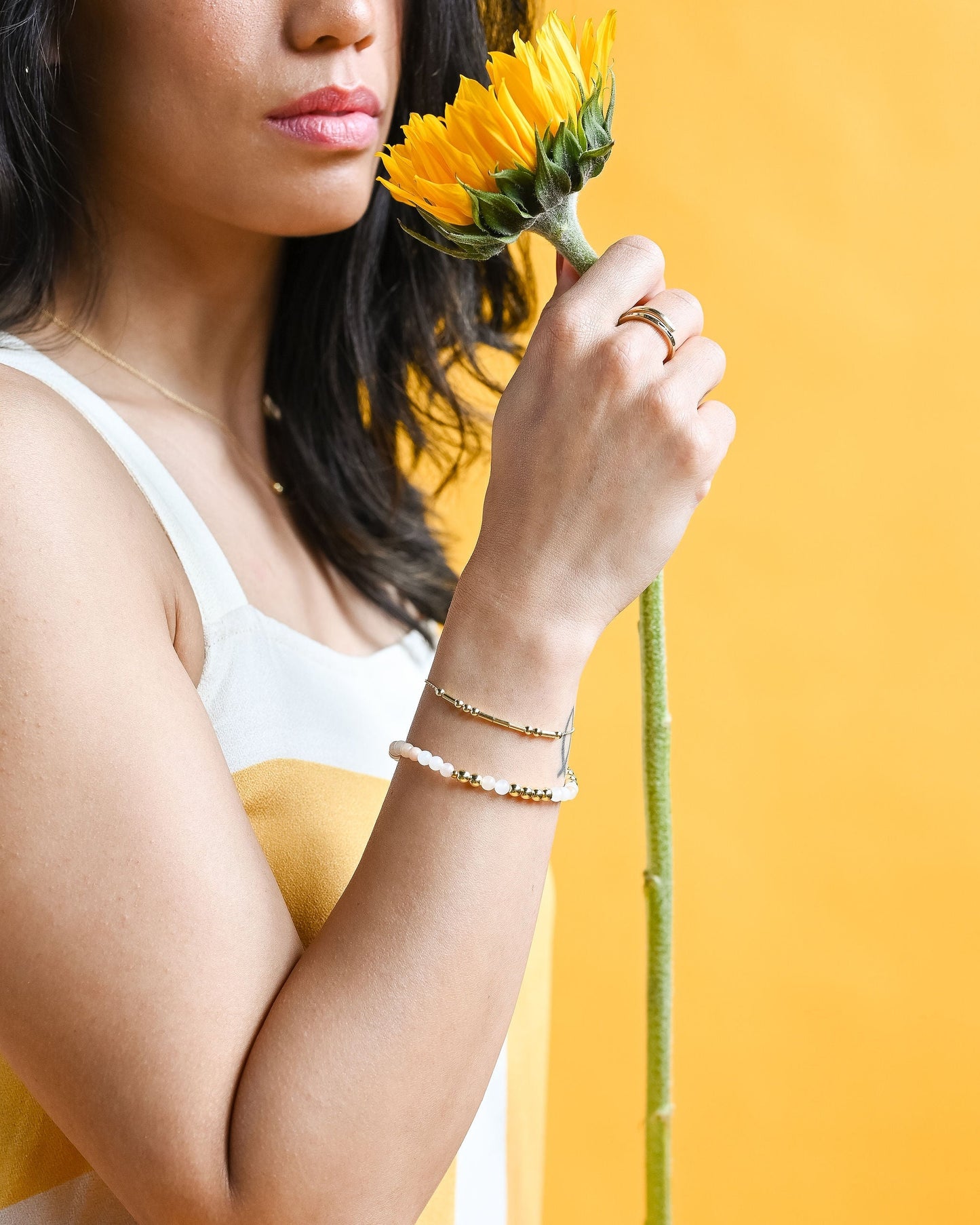 CLASSIC GOLD Morse Code Beaded Bracelet | LOVE