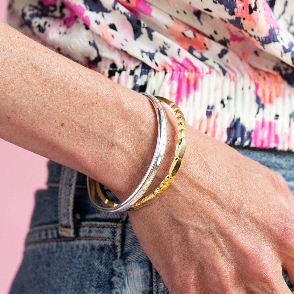 CLASSIC GOLD Morse Code Cuff Bracelet - Patterned | DREAM - Silver