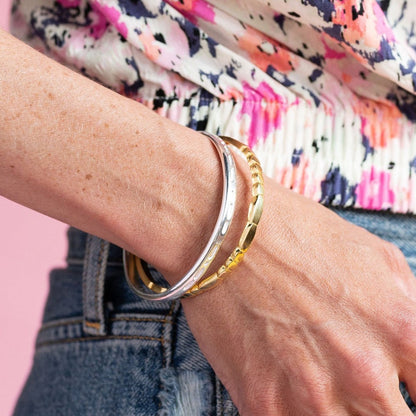 CLASSIC GOLD Morse Code Cuff Bracelet - Patterned | DREAM - Silver
